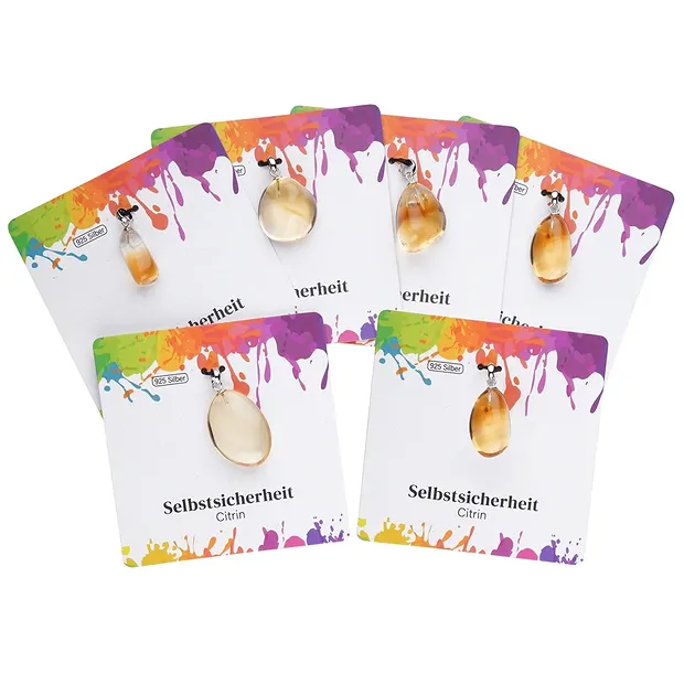 Anhänger Citrin (gebr.), Trommelstein klein, rhodiniert | Marco Schreier