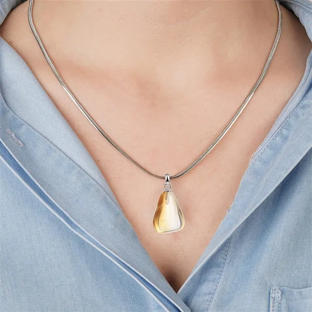 Pendentif Citrine (chauffée), Pierre roulée petite, rhodiée | Marco Schreier