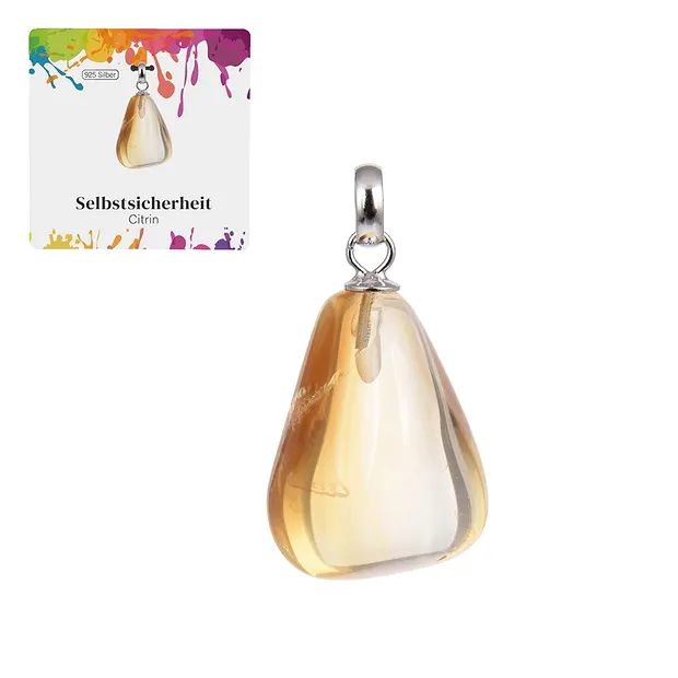 Pendentif Citrine (chauffée), Pierre roulée petite, rhodiée | Marco Schreier