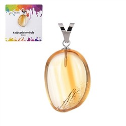 0605325107 Anhänger Citrin (gebr.), Trommelstein groß, rhodiniert | Marco Schreier