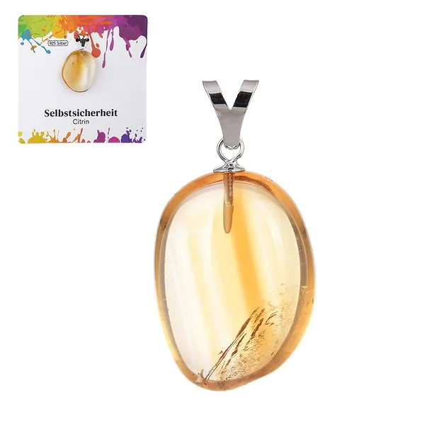 Pendant Citrine (heated), Tumbled Stone large, rhodiniert | Marco Schreier
