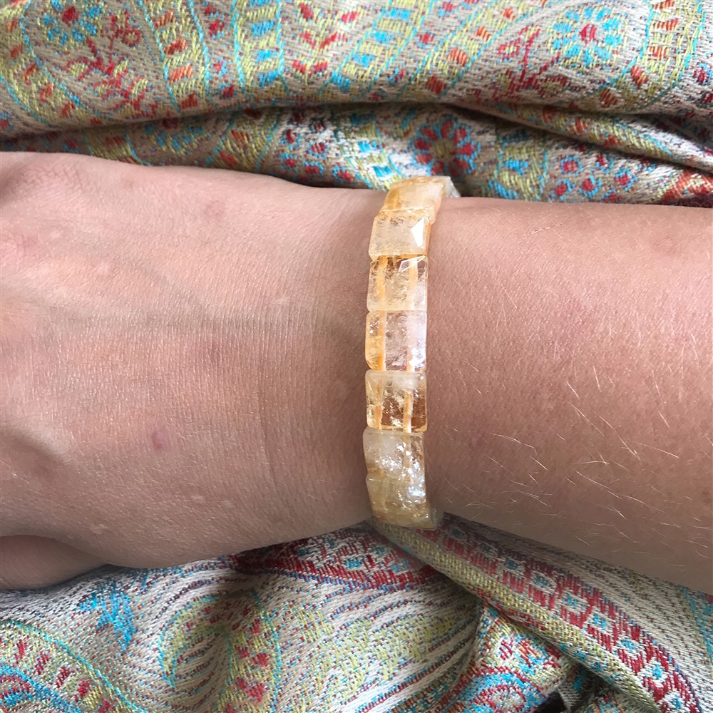 Armband, Citrin (gebr.), 10 x 10mm Quadrate, facettiert | Marco Schreier