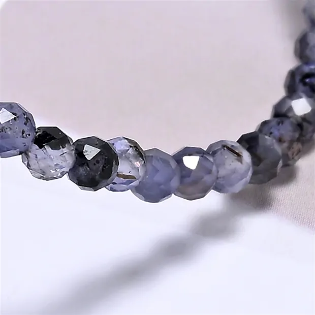 Bracciale, Iolite, perline da 03 mm, sfaccettate, 14 cm (corto) | Marco Schreier