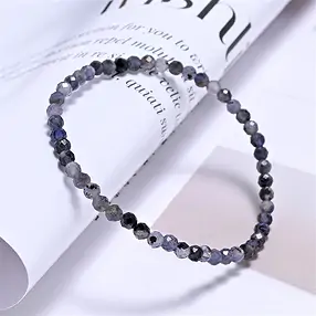 Bracelet, iolite, 03mm beads, faceted, 14cm (short) | Marco Schreier
