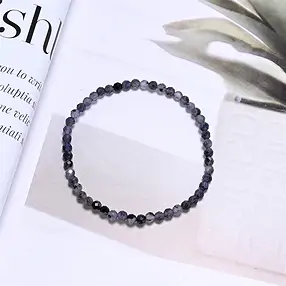 Bracelet, iolite, 03mm beads, faceted, 14cm (short) | Marco Schreier