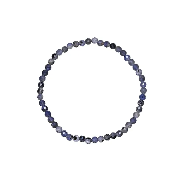 Bracelet, Iolite, 03mm boules, facettes, 14cm (court) | Marco Schreier