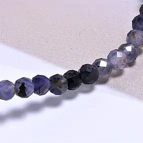 Bracciale, Iolite, perline da 03 mm, sfaccettate, 19 cm | Marco Schreier
