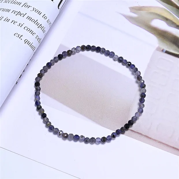 Bracciale, Iolite, perline da 03 mm, sfaccettate, 19 cm | Marco Schreier