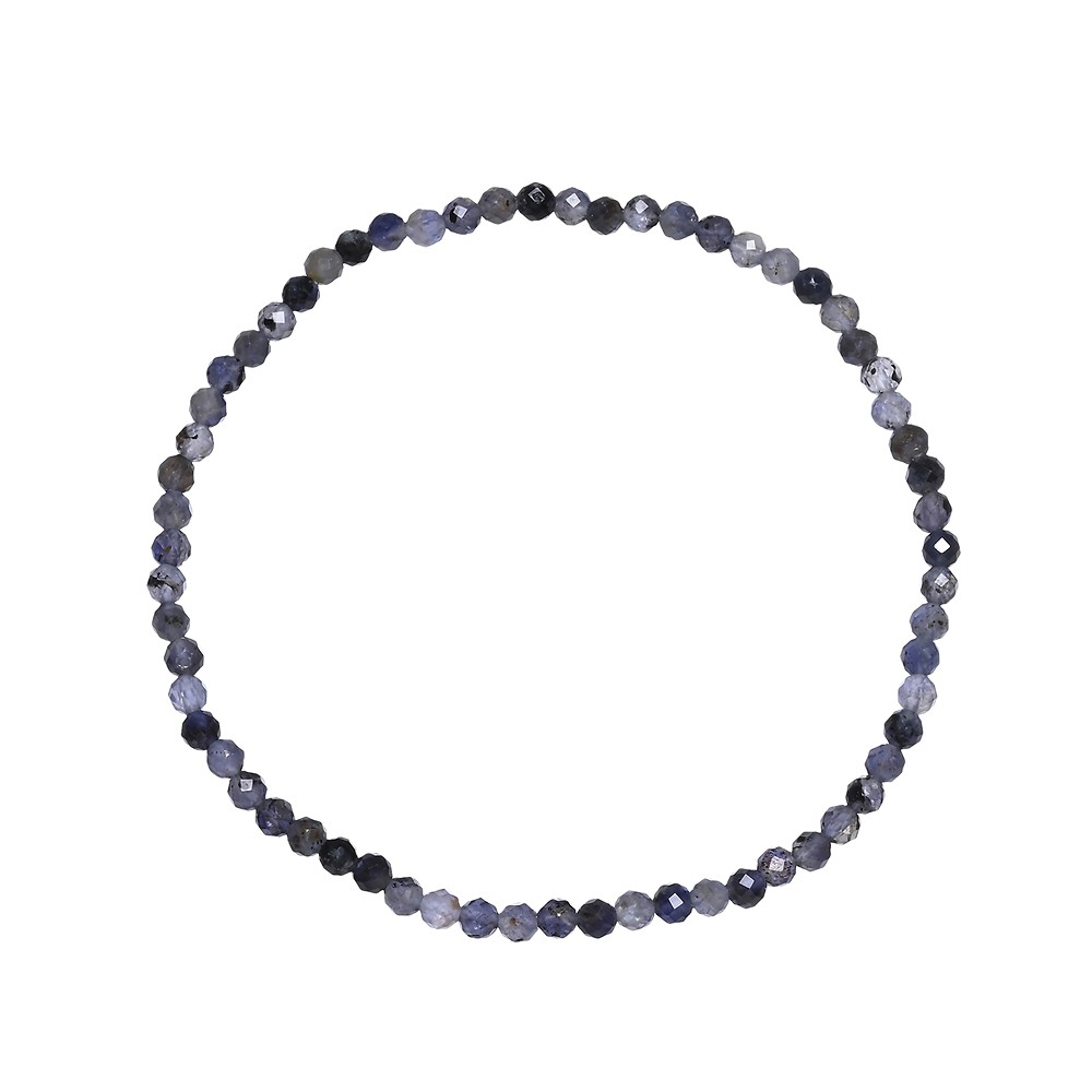 Bracelet, Iolite, 03mm beads, faceted, 19cm | wholesaler gems & healing stones