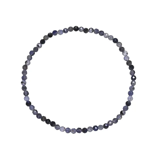 Bracelet, Iolite, 03mm boules, facettes, 19cm | Marco Schreier