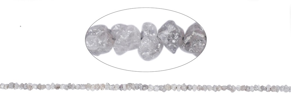 Strand of rough crystals, Diamond (silver-grey), 01-02mm (39cm) | Marco Schreier
