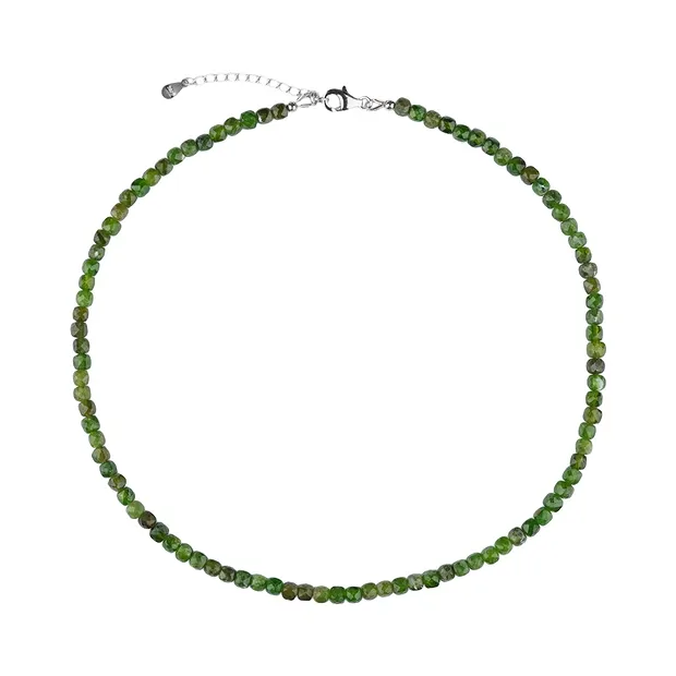 Chrome Diopside necklace, cube (4mm), faceted, rhodiniert | Marco Schreier