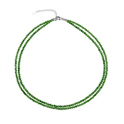 0606114404 Chrome Diopside necklace, beads (3mm), faceted, rhodiniert, double row | Marco Schreier