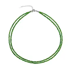 0606114404 Kette Chromdiopsid, Kugeln (3mm), facettiert, rhodiniert, zweireihig | Marco Schreier