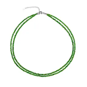 Kette Chromdiopsid, Kugeln (3mm), facettiert, rhodiniert | Marco Schreier