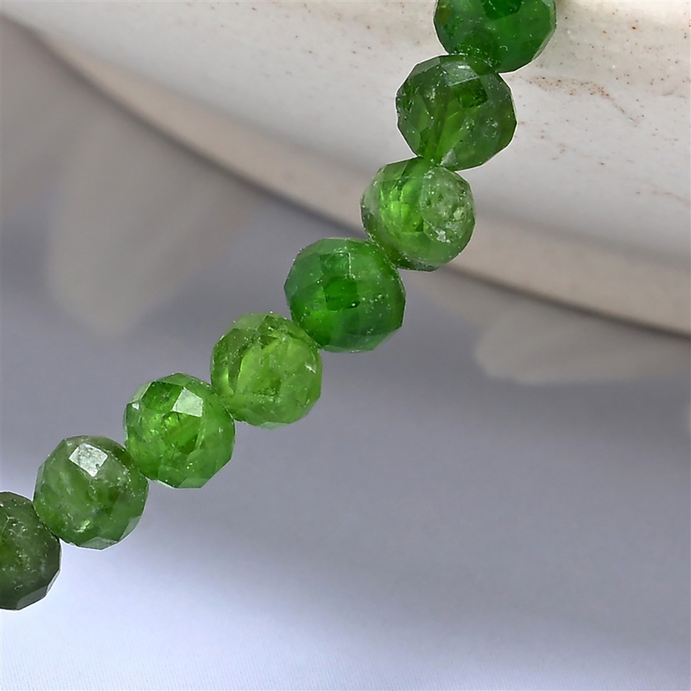Bracelet, Chromdiopside, 03mm boules, facettes, 14cm (court) | Marco Schreier