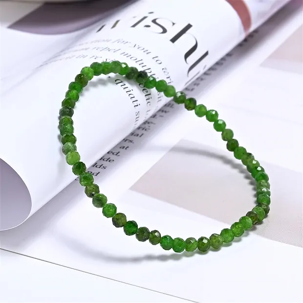 Bracelet, chromium pioside, 03mm beads, faceted, 19cm | Marco Schreier