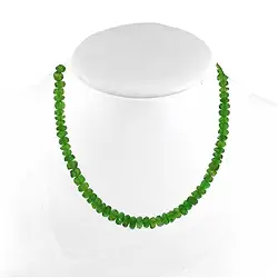 0606192001 Button faceted necklace, Chrome Diopside, 03-05mm/45cm | Marco Schreier