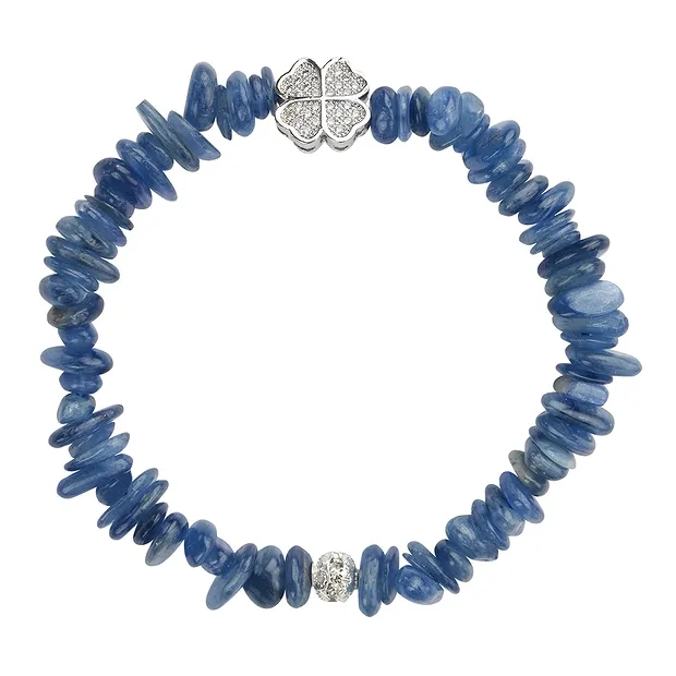 Bracelet, Kyanite, with cloverleaf | wholesaler gems, healing stones & jewelry