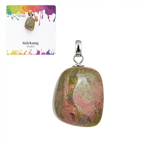 Pendant Unakite, Tumbled Stone small, rhodiniert | Marco Schreier
