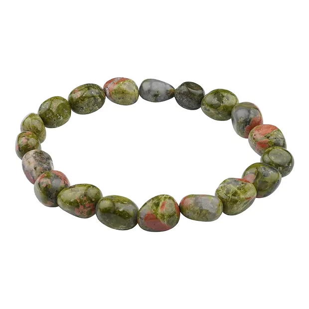 Bracciale, Unakite, pepite da 10-12 mm | grossista gemme e pietre curative