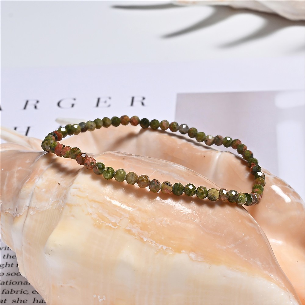 Armband, Unakit, 03mm Kugeln, facettiert | GH Edelsteine, Heilsteine & Schmuck