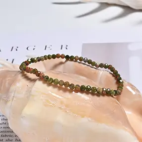 Armband, Unakit, 03mm Kugeln, facettiert | GH Edelsteine, Heilsteine & Schmuck