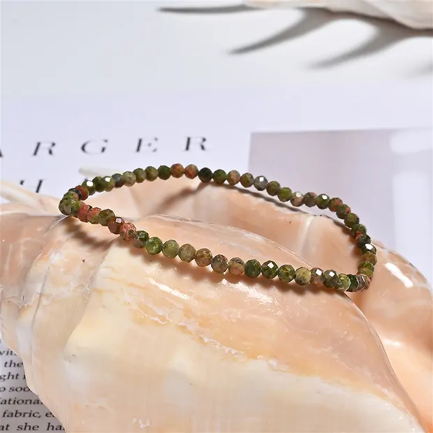 Armband, Unakit, 03mm Kugeln, facettiert | GH Edelsteine, Heilsteine & Schmuck