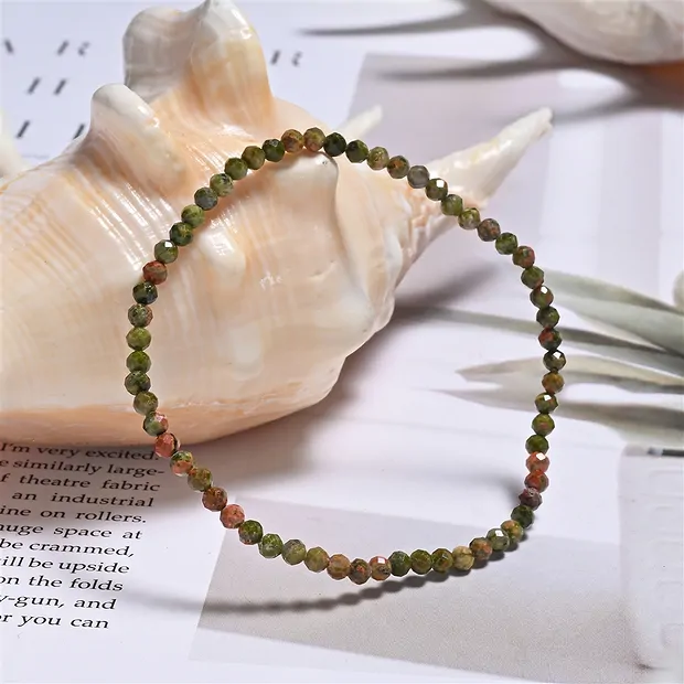 Bracelet, Unakite, 03mm beads, faceted | Schreier gems, healing stones & jewelry