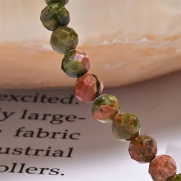 Pulsera, Unakita, cuentas de 03mm, facetadas | Marco Schreier