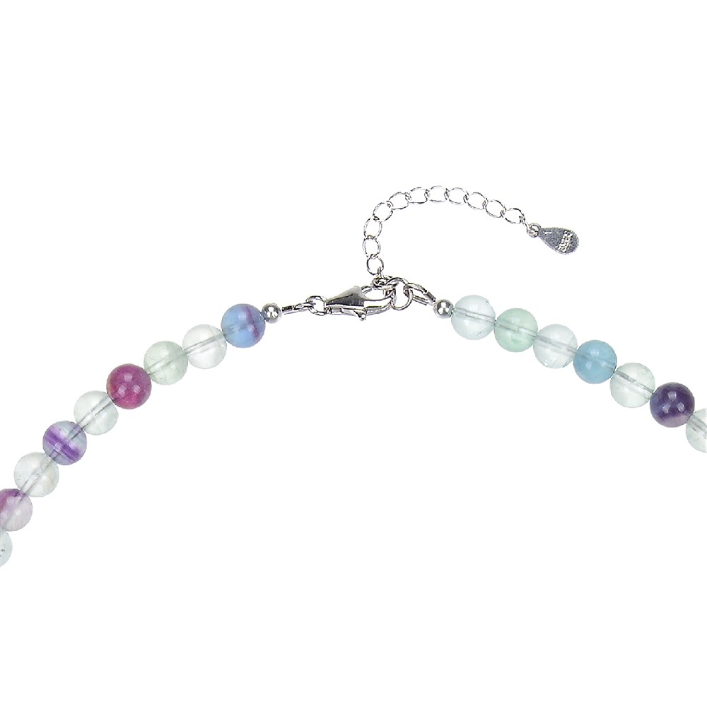 Necklace fluorite, beads (6mm), rhodiniert, extension chain | Marco Schreier