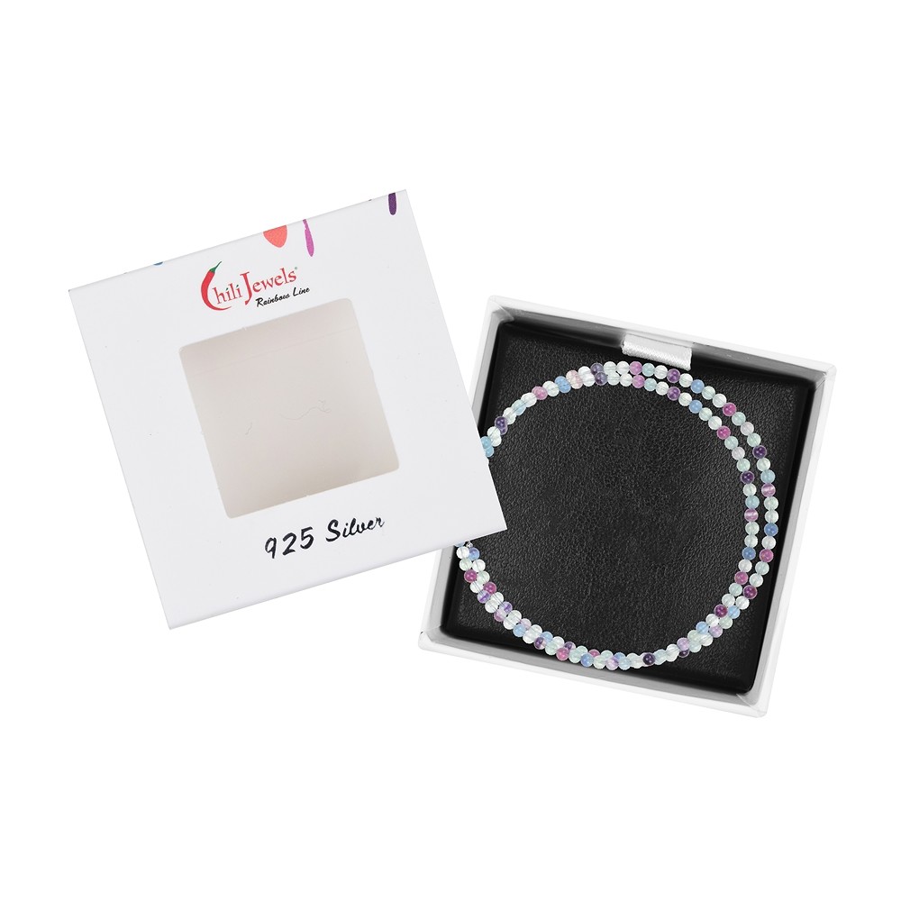 Necklace fluorite, beads (6mm), rhodiniert, extension chain | Marco Schreier