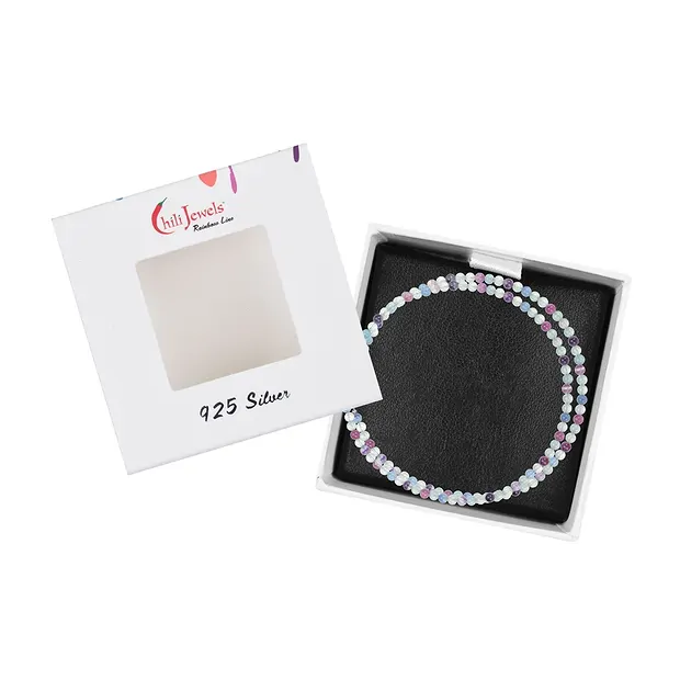 Collar fluorita, cuentas (6mm), rodinado, alargador cadena | Marco Schreier