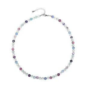Kette Fluorit, Kugeln (6mm), rhodiniert | GH Edelsteine, Heilsteine & Schmuck