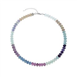 0607212232 Collana di fluorite, bottone (06 x 08 mm), rodiato, catena di estensione | Marco Schreier