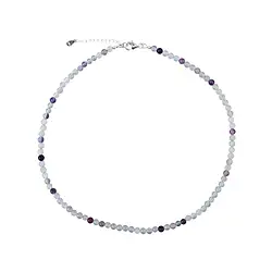 0607214050 Necklace fluorite, beads (4mm), rhodiniert, extension chain | Marco Schreier