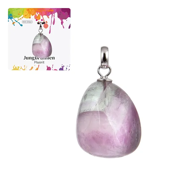 Pendant fluorite, Tumbled Stone small, rhodiniert | Marco Schreier