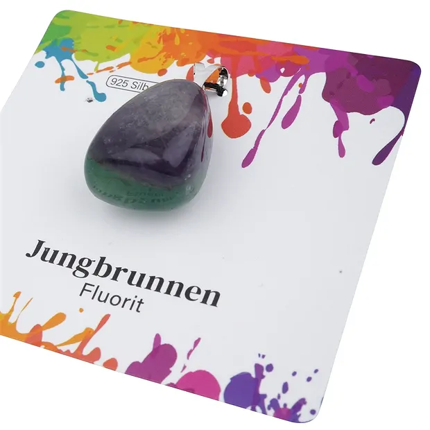 Anhänger Fluorit, Trommelstein groß, rhodiniert | Marco Schreier