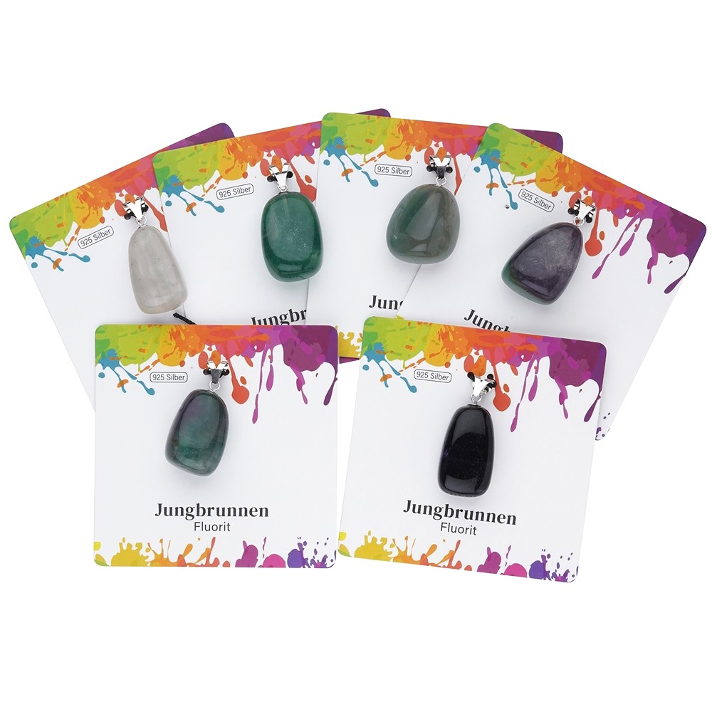 Pendentif Fluorite, Pierre roulée grand modèle, rhodié | Marco Schreier