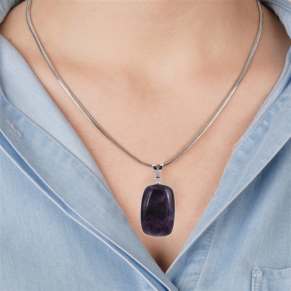 Pendentif Fluorite, Pierre roulée grand modèle, rhodié | Marco Schreier