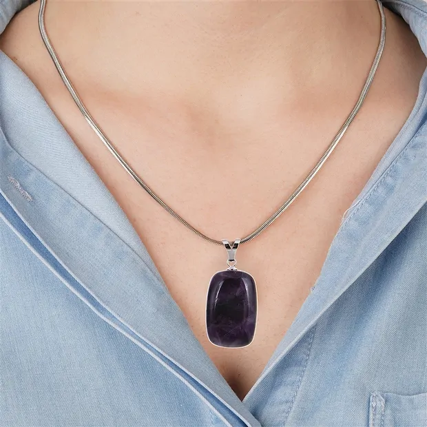 Ciondolo in fluorite, pietra burattata grande, rodiato | Marco Schreier