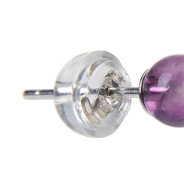Earstuds fluorite, ball, 4mm, rhodiniert | wholesaler gems & healing stones