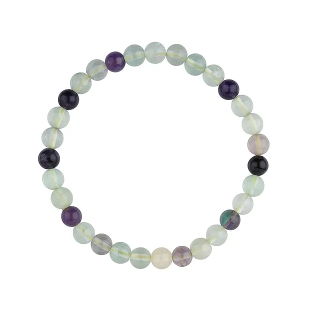 Pulsera, fluorita, cuentas 06mm | piedras preciosas, piedras curativas y joyería
