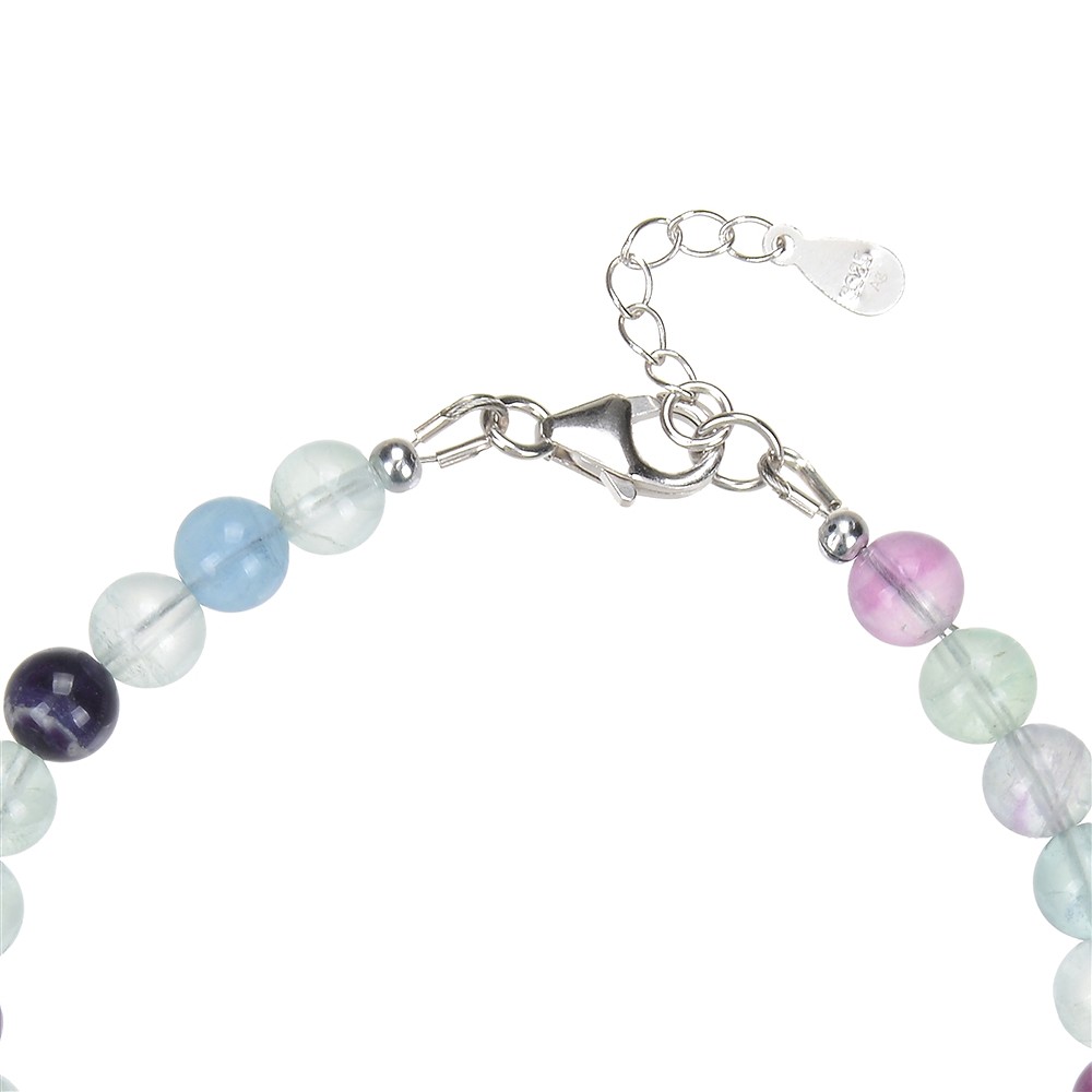 Bracciale di fluorite, perle da 6 mm, catena di prolunga, rodiato | Marco Schreier