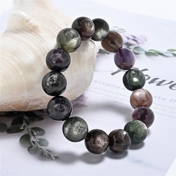Bracciale, Lepidolite/Muscovite verde (stab.), perline da 16 - 17 mm | Marco Schreier