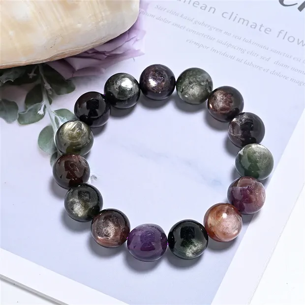 Bracelet, Lépidolite/Muscovite verte (stab.), boules de 16 - 17mm | Marco Schreier