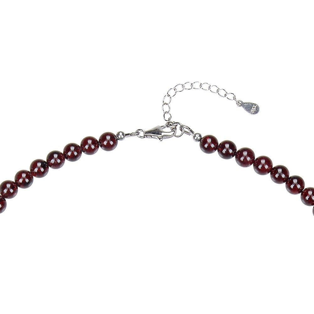 Garnet necklace, 6mm beads, rhodiniert, extension chain | Marco Schreier