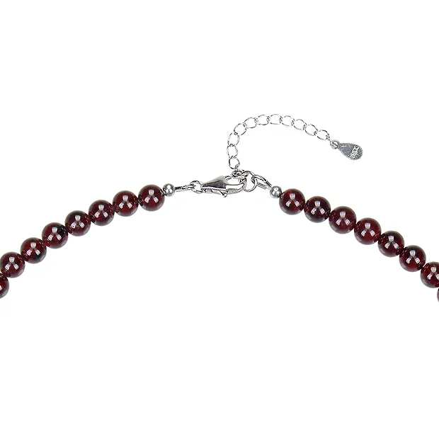 Necklace garnet, beads (6mm), rhodiniert | wholesaler gems & healing stones