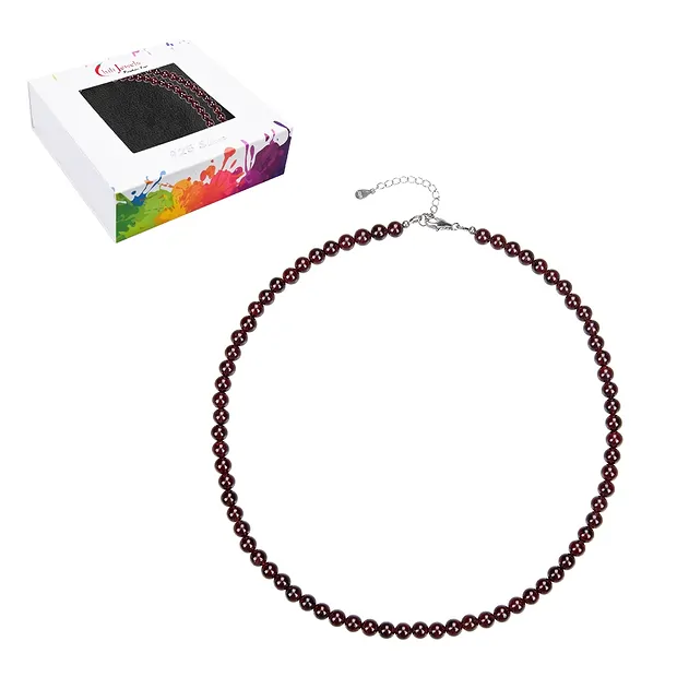 Collana di granati, perline (6 mm), rodiato | grossista gemme e pietre curative
