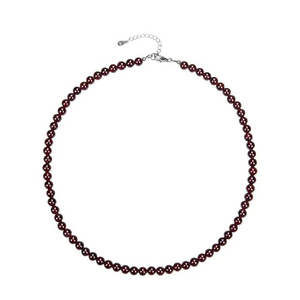 Collar granate, cuentas (6mm), rodinado | Marco Schreier